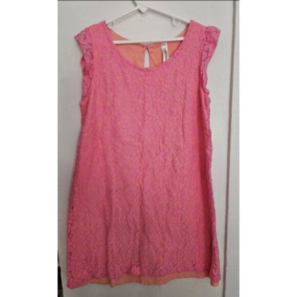 * CHEROKEE Pink and Peach Lace Overlay Sleeveless Dress Girls Size 10-12 - Picture 1 of 4
